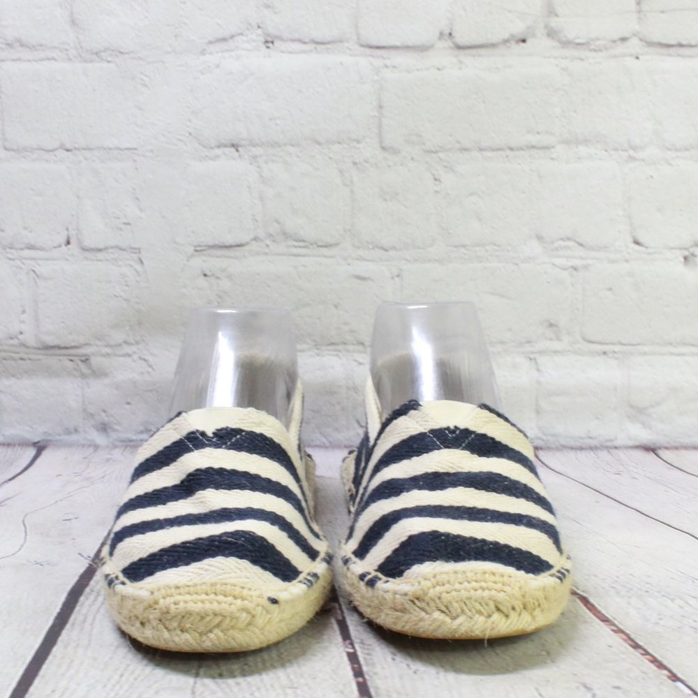 *Alexis Leroy Blue White Stripe Canvas Slip On Flat Espadrilles Size 38 - Picture 4 of 9